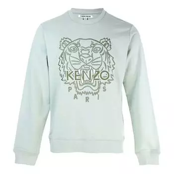 Толстовка men's ss21 tiger pattern round neck pullover green Kenzo, зеленый