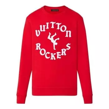 Толстовка men's ss22 alphabet pattern printing round neck long sleeves red Louis Vuitton, красный