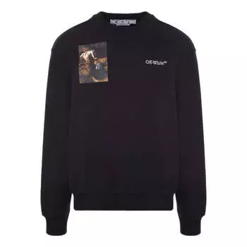 Толстовка men's ss22 character logo printing round neck long sleeves black Off-White, мультиколор