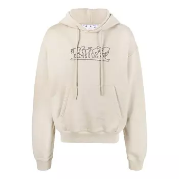 Толстовка men's ss22 logo embroidered cotton hooded long sleeves version khaki Off-White, желтый