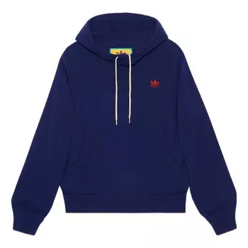 Толстовка men's x adidas crossover ss22 solid color logo embroidered loose casual long sleeves blue Gucci, синий
