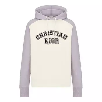 Толстовка men's x kenny scharf crossover fw21 cotton fleece hooded long sleeves gray white colorblock Dior, белый