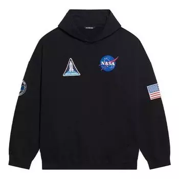 Толстовка men's x nasa fw21 crossover logo cotton classic hooded loose long sleeves black Balenciaga, черный