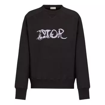 Толстовка men's x peter doig crossover fw21 logo embroidered round neck pullover black Dior, черный