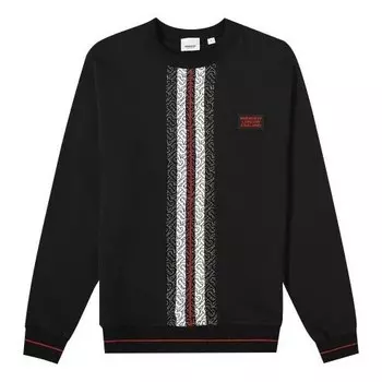 Толстовка mens ss20 striped logo printed crewneck black Burberry, черный