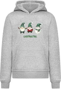 Толстовка Merchcode Christmas Santa Trio, пятнистый серый