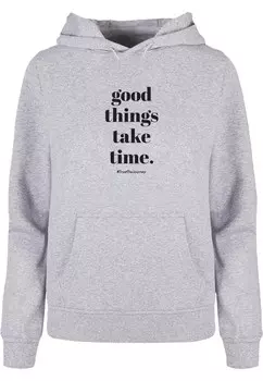 Толстовка Merchcode GOOD THINGS TAKE TIME, пятнистый серый