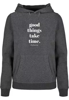 Толстовка Merchcode GOOD THINGS TAKE TIME, пятнистый серый