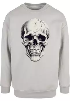 Толстовка Merchcode Halloween - Skull, цвет Stone/Light grey