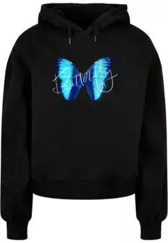 Толстовка Merchcode " Merchcode Women Ladies Butterfly Blue Organic Oversized Hoody", черный