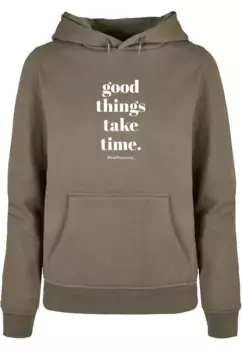 Толстовка Merchcode "Женская женская толстовка Merchcode Good Things Take Time Basic Толстовка ", оливковый