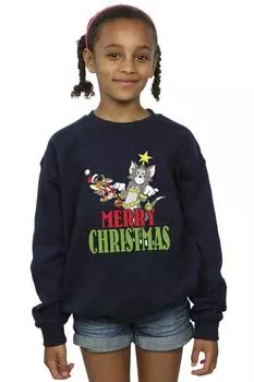 Толстовка Merry Christmas Baubles Tom & Jerry, темно-синий