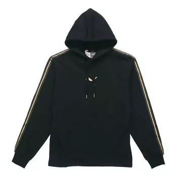 Толстовка metallic logo hoodie 'black gold' Puma, черный