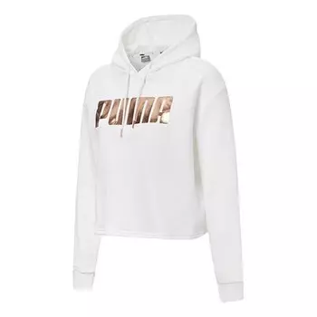 Толстовка metallic logo hoodie 'white gold' Puma, белый