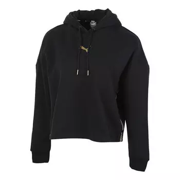 Толстовка metallic nights hoodie 'black gold' Puma, черный