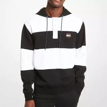 Толстовка Michael Kors Striped Cotton Blend Rugby, черный/белый