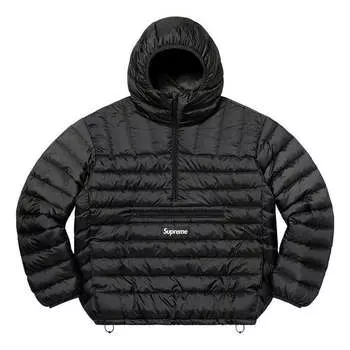 Толстовка mirco down half zip hooded pullover 'black white' Supreme, черный