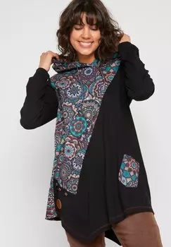 Толстовка Mit Zipfelsaum Und Patchwork-Optik bonprix, цвет schwarz sonstige