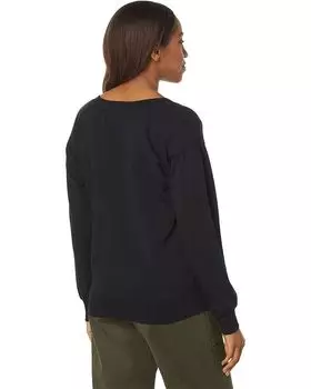 Толстовка Mod-o-doc Lightweight French Terry Long Sleeve Puff Sleeve V-Neck Sweatshirt, черный