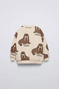 Толстовка «морж» ZARA, экрю