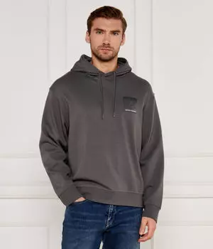 Толстовка мужская Armani Exchange с капюшоном и нашитым логотипом, серый