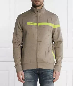 Толстовка мужская Boss Green на молнии с принтом, бежево-зеленый