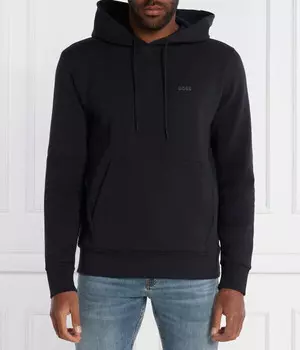 Толстовка мужская Boss Green однотонная с капюшоном, черный