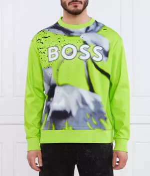 Толстовка мужская Boss Green с контрастным принтом, зеленый