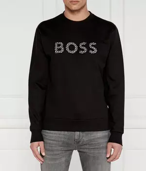 Толстовка мужская Boss с логотипом и круглым вырезом, черный