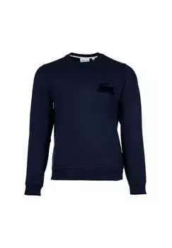 Толстовка мужская - домашняя, базовая, с круглым вырезом, хлопок LACOSTE, цвет Marine