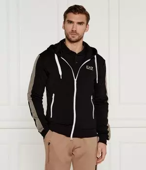 Толстовка мужская Ea7 на молнии с отделкой рукавов, черный