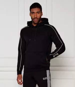 Толстовка мужская Ea7 Regular Fit с капюшоном, черный / белый