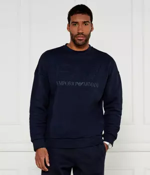 Толстовка мужская Ea7 с логотипом бренда свободной посадки, синий