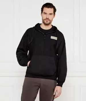 Толстовка мужская Ea7 с воротником на молнии с принтом на спине, черный