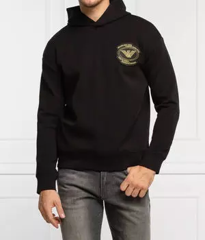 Толстовка мужская Emporio Armani с капюшоном и нашивкой, черный