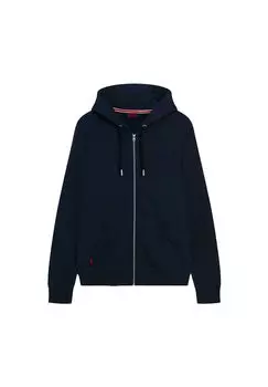 Толстовка мужская - Essential Logo Zip Hoodie, капюшон, однотонная Superdry., темно-синий