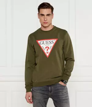 Толстовка мужская Guess Jeans с логотипом и круглым вырезом, зеленый