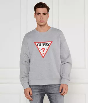 Толстовка мужская Guess Jeans свободного кроя с логотипом бренда, серый