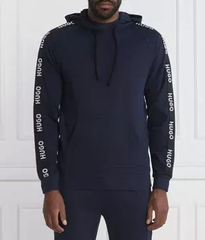 Толстовка мужская Hugo Bodywear с лампасами на рукавах и капюшоном, синий
