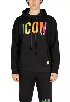 Толстовка мужская Icon с разноцветным логотипом, черный