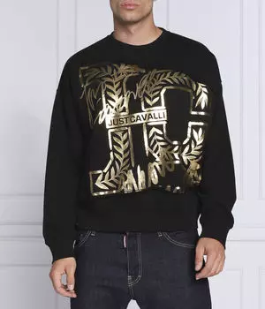 Толстовка мужская Just Cavalli с золотым принтом, черный