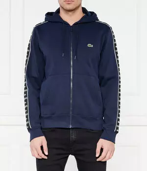 Толстовка мужская Lacoste на молнии с декором рукавов, синий