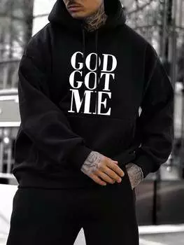 Толстовка мужская Manfinity Sporsity с принтом черепа и надписью, черный