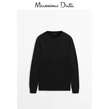 Толстовка мужская Massimo Dutti с круглым вырезом и длинными рукавами, черный