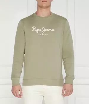 Толстовка мужская Pepe Jeans London с круглым вырезом с надписью, зеленый