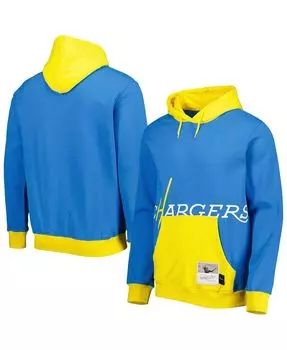 Толстовка мужская пудровая синяя los angeles chargers big face 5.0 pullover hoodie Mitchell & Ness, синий
