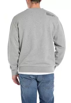 Толстовка мужская, ребристые манжеты REPLAY, цвет Light Grey