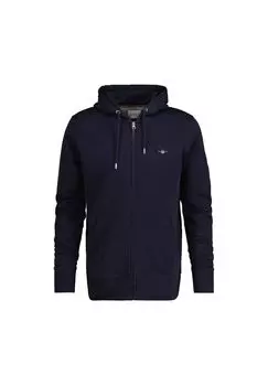 Толстовка мужская - REGULAR SHIELD FULL ZIP HOODIE, капюшон, микс хлопка GANT, синий