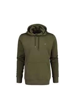 Толстовка мужская - REGULAR SHIELD HOODIE, толстовка с капюшоном, микс хлопка GANT, зеленый