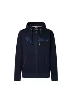 Толстовка мужская - RYAN ZIP, куртка, хлопок, молния, логотип, капюшон, однотонная Pepe Jeans, темно-синий